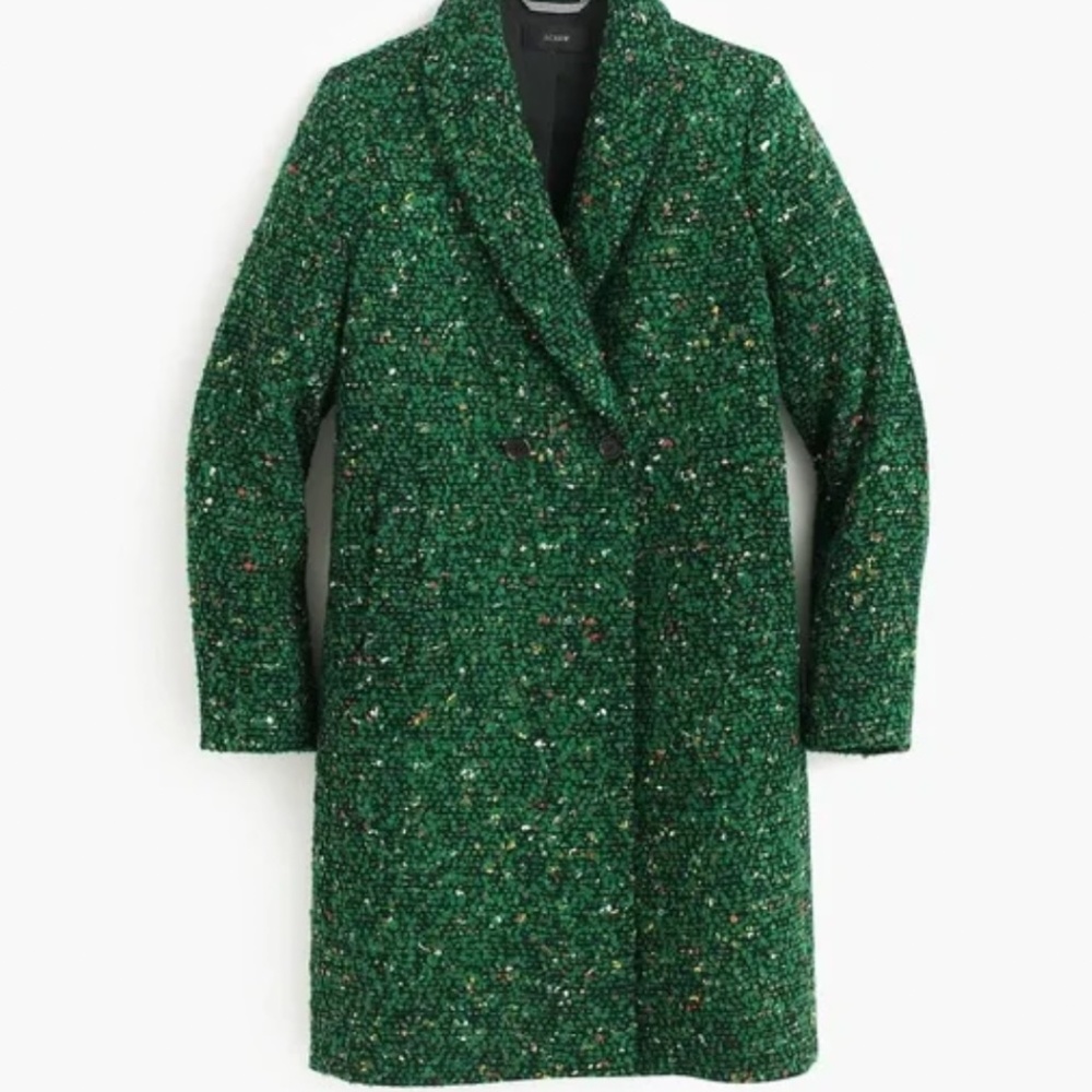 J. Crew Daphne Topcoat in Green Italian Tweed Size 2